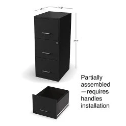 Staples 3-Drawer Light Duty Vertical File Cabinet, Locking, Letter, Black, 18"D (52151) -Staples Department Store s1212864 sc7