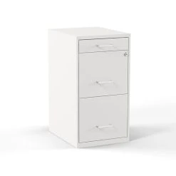 Staples 3-Drawer Light Duty Vertical File Cabinet, Locking, Letter, White, 18"D (52144)