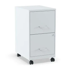 Staples 2-Drawer Light Duty Vertical File Cabinet, Locking, Letter, Gray, 18" (24363)