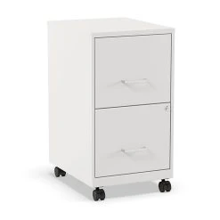 Staples 2-Drawer Vertical Mobile File Cabinet, Locking, Letter Size, White, 18''D (19634)