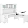 Bush Furniture Somerset 35"-41" Adjustable Desk With Hutch, White (SET015WH)
