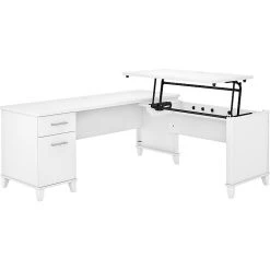 Bush Furniture Somerset 35"-41" Adjustable Desk, White (SET014WH)