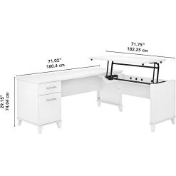 Bush Furniture Somerset 35"-41" Adjustable Desk, White (SET014WH) -Staples Department Store sp101294866 sc7