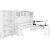Bush Furniture Somerset 72"W 3-Position Sit To Stand L-Shaped Desk With Hutch And Bookcase, White (SET017WH)