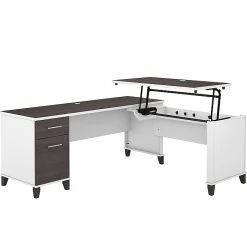 Bush Furniture Somerset 35"-41" Adjustable Desk With Return, Storm Gray/White (SET014SGWH)