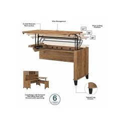 Bush Furniture Somerset Office Desk With 35"-41" Adjustable Return And Hutch, Fresh Walnut (SET015FW) -Staples Department Store sp108409446 sc7