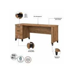 Bush Furniture Somerset Office Desk With 35"-41" Adjustable Return, Hutch, And File Cabinet, Fresh Walnut (SET016FW) -Staples Department Store sp108409453 sc7