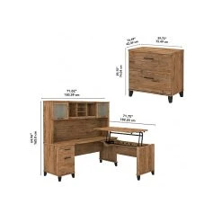 Bush Furniture Somerset Office Desk With 35"-41" Adjustable Return, Hutch, And File Cabinet, Fresh Walnut (SET016FW) -Staples Department Store sp108409455 sc7