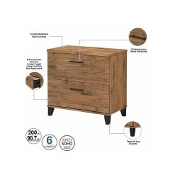 Bush Furniture Somerset Office Desk With 35"-41" Adjustable Return, Hutch, And File Cabinet, Fresh Walnut (SET016FW) -Staples Department Store sp108409457 sc7