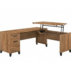 Bush Furniture Somerset 35"-41" Adjustable Desk With Return, Fresh Walnut (SET014FW)