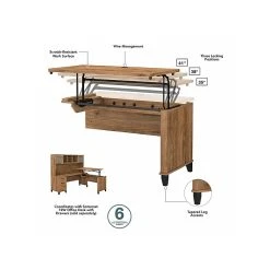 Bush Furniture Somerset 35"-41" Adjustable Desk With Return, Fresh Walnut (SET014FW) -Staples Department Store sp108409472 sc7