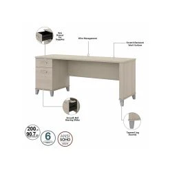 Bush Furniture Somerset Office Desk With 35"-41" Adjustable Return, Hutch, And File Cabinet, Sand Oak (SET016SO) -Staples Department Store sp108409506 sc7