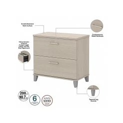 Bush Furniture Somerset Office Desk With 35"-41" Adjustable Return, Hutch, And File Cabinet, Sand Oak (SET016SO) -Staples Department Store sp108409510 sc7