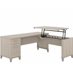 Bush Furniture Somerset 35"-41" Adjustable Desk With Return, Sand Oak (SET014SO)