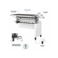 Bush Furniture Somerset Office Desk With 35"-41" Adjustable Return, Hutch, And File Cabinet, Storm Gray/White (SET016SGWH) 11 Bush Furniture Somerset Office Desk With 35"-41" Adjustable Return, Hutch, And File Cabinet, Storm Gray/White (SET016SGWH) -Staples Department Store sp108409570 sc7