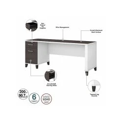 Bush Furniture Somerset Office Desk With 35"-41" Adjustable Return, Hutch, And Bookcase, Storm Gray/White (SET017SGWH) -Staples Department Store sp108409577 sc7