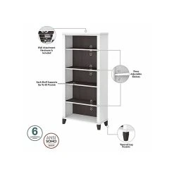 Bush Furniture Somerset Office Desk With 35"-41" Adjustable Return, Hutch, And Bookcase, Storm Gray/White (SET017SGWH) -Staples Department Store sp108409581 sc7