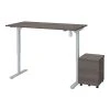 Bestar Universel 28"-45" Adjustable Standing Desk With Mobile Pedestal, Bark Gray (65872-47)