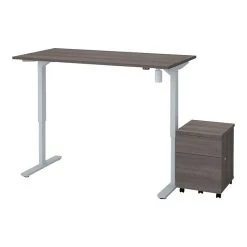 Bestar Universel 28"-45" Adjustable Standing Desk With Mobile Pedestal, Bark Gray (65872-47)