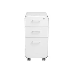 Poppin The Sort-It-Out 3-Drawer Vertical File Cabinet, Locking, Letter/Legal, White, 20" (104742)