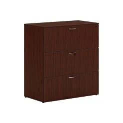 HON Mod 3-Drawer Lateral File Cabinet, Locking, Letter/Legal, Traditional Mahogany, 36" (HLPLLF3620L3.LTM1)