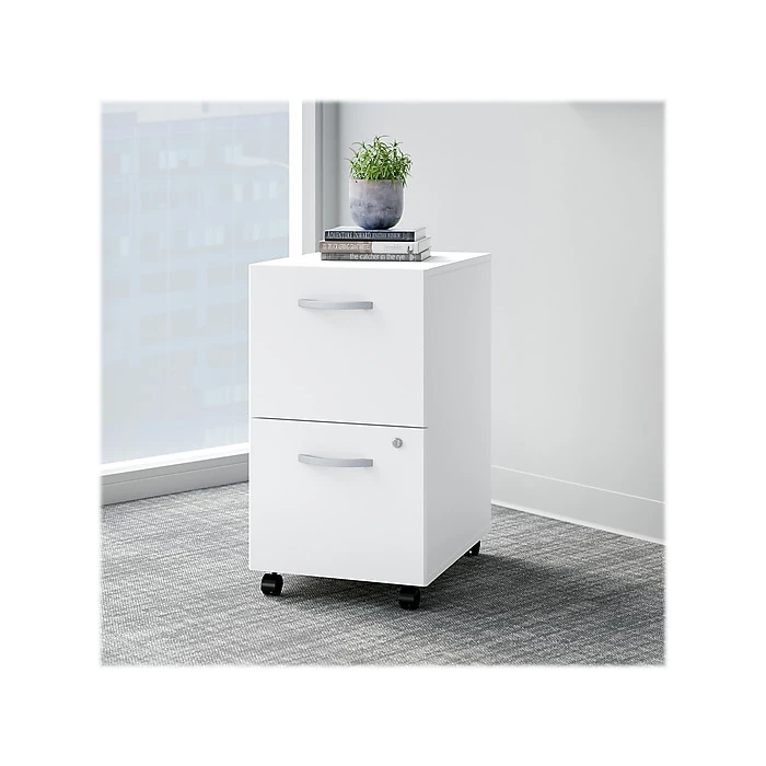 Bush Business Furniture Easy Office 2-Drawer Vertical File Cabinet, Locking, Letter/Legal, Pure White, 20" (EO108WHSU) 2 Bush Business Furniture Easy Office 2-Drawer Vertical File Cabinet, Locking, Letter/Legal, Pure White, 20" (EO108WHSU) - Image 2
