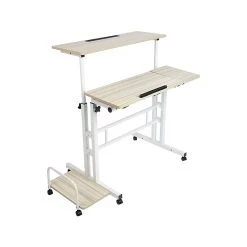 Mind Reader 30-44"H Wood Adjustable Desk, White (SDROLLXL-WHT)