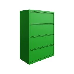 Hirsh HL10000 Series 4-Drawer Lateral File Cabinet, Locking, Letter/Legal, Screaming Green, 36" (24256)