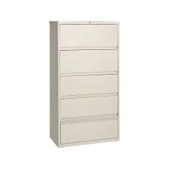 Hirsh HL10000 Series 5-Drawer Lateral File Cabinet, Locking, Letter/Legal, Putty, 36" (17901)