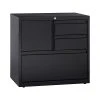 Hirsh HL8000 Series 3-Drawer Lateral File Cabinet, Locking, Letter/Legal, Black, 30" (19628)