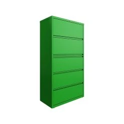 Hirsh HL10000 Series 5-Drawer Lateral File Cabinet, Locking, Letter/Legal, Screaming Green, 36" (24259)