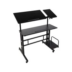 Mind Reader 30" - 44" Particle Board Adjustable Desk, Black (SDROLLXL-BLK)