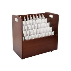 AdirOffice 50-Slot Roll File Cabinet, Mobile, Specialty, Mahogany, 15.5" (626-MA)