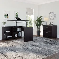 Bush Furniture Cabot 36"-42"H 3 Position Sit To Stand Corner Bookshelf Desk, Espresso Oak (WC31816) 15 Bush Furniture Cabot 36"-42"H 3 Position Sit To Stand Corner Bookshelf Desk, Espresso Oak (WC31816) -Staples Department Store sp134252504 sc7