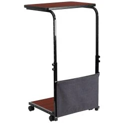 Flash Mobile Sit-Down/Stand-Up Computer Desk W/Removable Pouch, Adjust From 27'' To 46.5'', Mahogany -Staples Department Store sp134781392 sc7