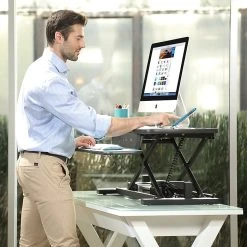 VersaDesk PowerPro 36"W Electric Sit To Stand Desktop Converter With Keyboard Tray & USB Port, Black (SP7643624-00-01) -Staples Department Store sp135451786 sc7 2