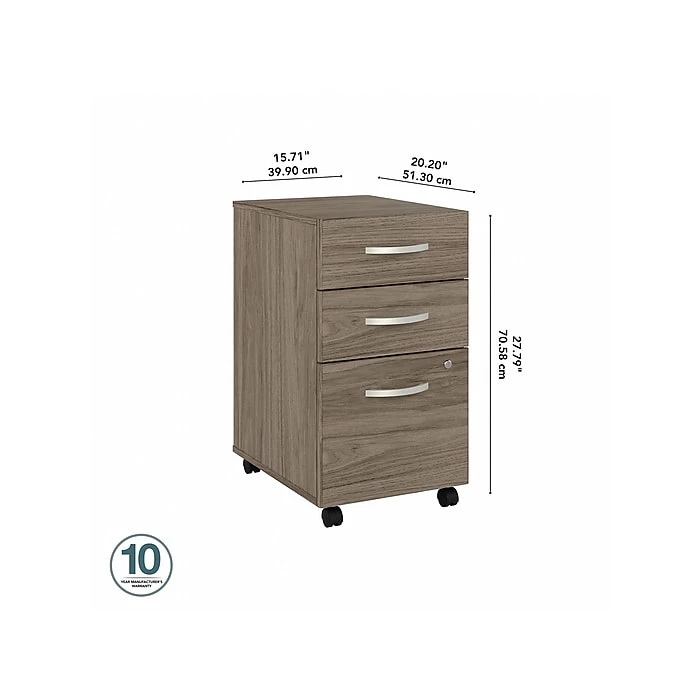Bush Business Furniture Studio C 3 Drawer Mobile File Cabinet, Modern Hickory (SCF216MHSU) 4 Bush Business Furniture Studio C 3 Drawer Mobile File Cabinet, Modern Hickory (SCF216MHSU) - Image 4