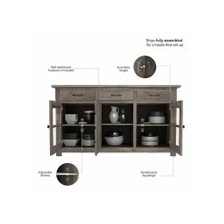 Bush Furniture Leonis 3-Drawer Buffet Cabinet, Letter/Legal, Lakewood Gray, 62" (LNT162LGSU) -Staples Department Store sp145952693 sc7