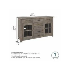 Bush Furniture Leonis 3-Drawer Buffet Cabinet, Letter/Legal, Lakewood Gray, 62" (LNT162LGSU) -Staples Department Store sp145952694 sc7