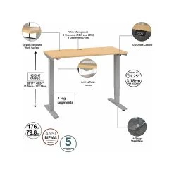 Bush Business Furniture Move 40 Series 28"-48" Adjustable Standing Desk, Natural Maple/Cool Gray Metallic (M4S4830ACSK) -Staples Department Store sp145952783 sc7
