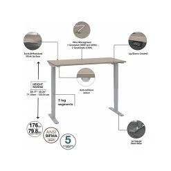 Bush Business Furniture Move 40 Series 28"-48" Adjustable Standing Desk, Sand Oak/Cool Gray Metallic (M4S4824SOSK) -Staples Department Store sp145952816 sc7