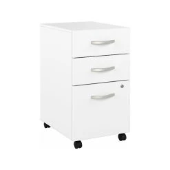 Bush Business Furniture Hybrid 3-Drawer Mobile File Cabinet, Letter/Legal, White, 20" (HYF216WHSU-Z)