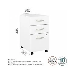 Bush Business Furniture Hybrid 3-Drawer Mobile File Cabinet, Letter/Legal, White, 20" (HYF216WHSU-Z) -Staples Department Store sp147696192 sc7