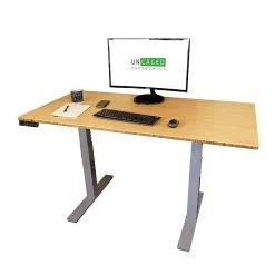 Uncaged Ergonomics Rise Up Electric Adjustable Height Standing Desk With Natural Bamboo Desktop Gray Frame, Bamboo Desktop Rugb) -Staples Department Store sp148973736 sc7