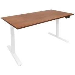 Mount-It! 30"-49"H Adjustable Electric Sit-Stand Desk, Brown/White (MI-18062)