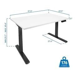 Mount-It! 30"-49"H Adjustable Electric Sit-Stand Desk, White/Black (MI-18063) -Staples Department Store sp161464411 sc7