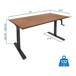 Mount-It! 30"-50"H Adjustable Hand Crank Sit-Stand Desk, Brown/Black (MI-18071) -Staples Department Store sp161464416 sc7