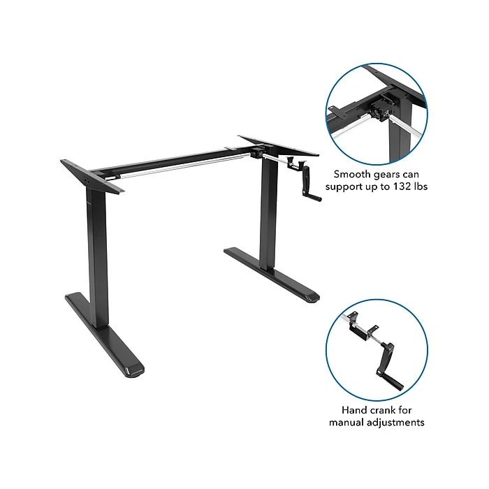 Mount-It! 30"-50"H Adjustable Hand Crank Sit-Stand Desk, White/Black (MI-18070) 3 Mount-It! 30"-50"H Adjustable Hand Crank Sit-Stand Desk, White/Black (MI-18070) - Image 3
