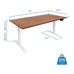 Mount-It! 25"-51"H Adjustable Electric Sit-Stand Desk, Brown/White (MI-18068) -Staples Department Store sp161464443 sc7