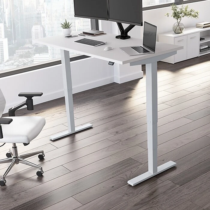 Bush Business Furniture Move 40 Series 28''-48'' Adjustable Standing Desk, White/Cool Gray Metallic (M4S6030WHSK) 2 Bush Business Furniture Move 40 Series 28''-48'' Adjustable Standing Desk, White/Cool Gray Metallic (M4S6030WHSK) - Image 2